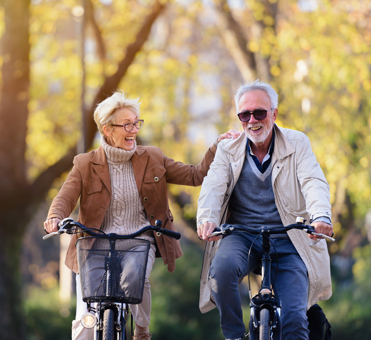 seniors having fun on a bike ride